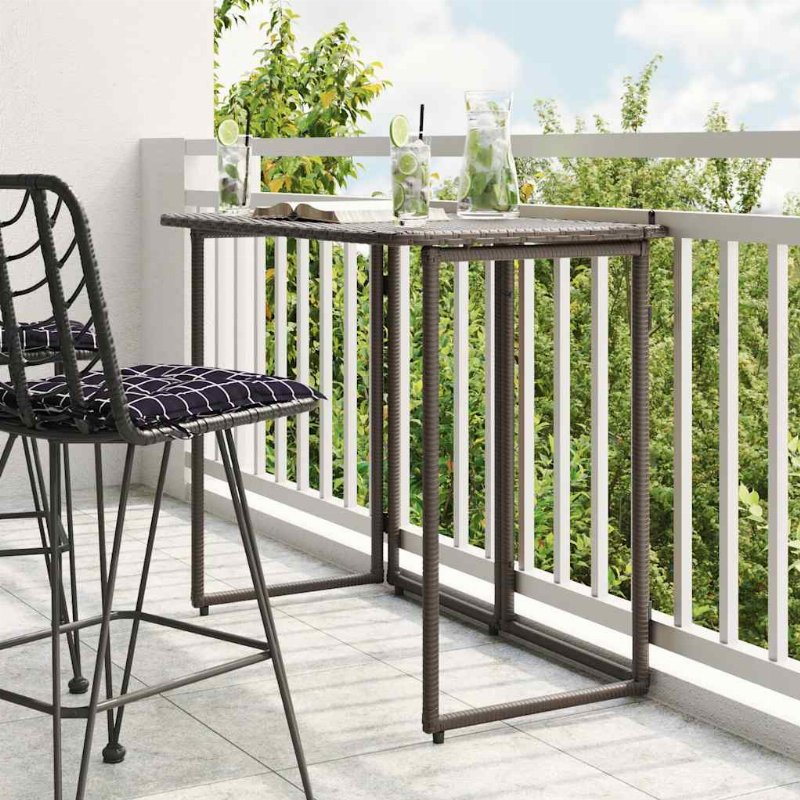 Hkh Mesa De Jardim Dobrável 90X51X75 Cm Vime Pe Castanho - Marrom