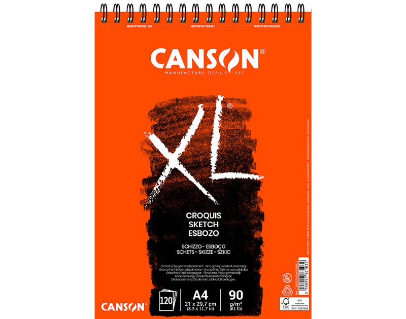 Bloco De Desenho Espiral Canson Xl A4 120 Folhas 90 g