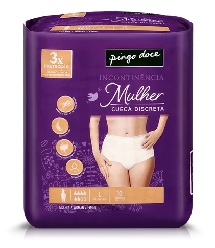 Cuecas Incontinência Discreta Tamanho Grande Pingo Doce 10Un