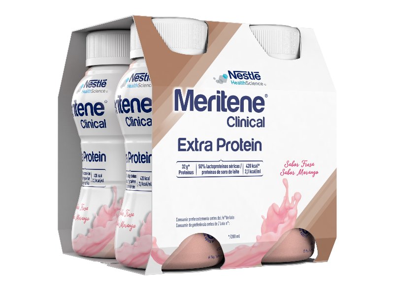 Suplemento Meritene Extra Protein Morango 4X200 ml