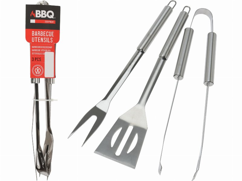 Conjunto De Utensilios Bbq Para Barbecue Inox 7X4X36Cm