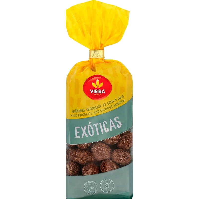 Amêndoas Exóticas Cobertas De Chocolate De Leite E Coco 180 g