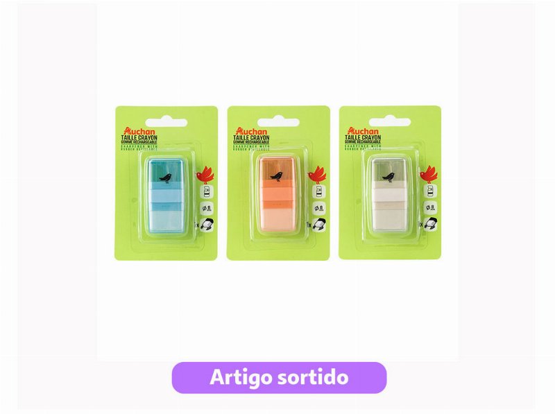 Apara-Lápis Auchan Com Borracha Cores Sortidas