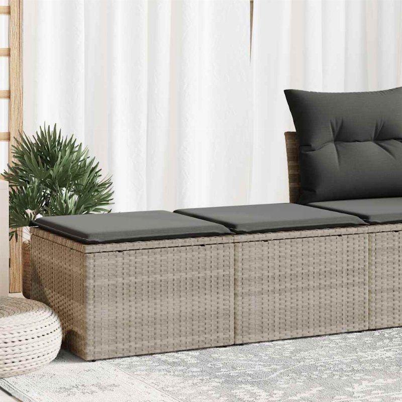 Hkh 2 Pcs Conjunto Sofás De Jardim C/ Almofadões Acácia E Vime Pe - Cinzento