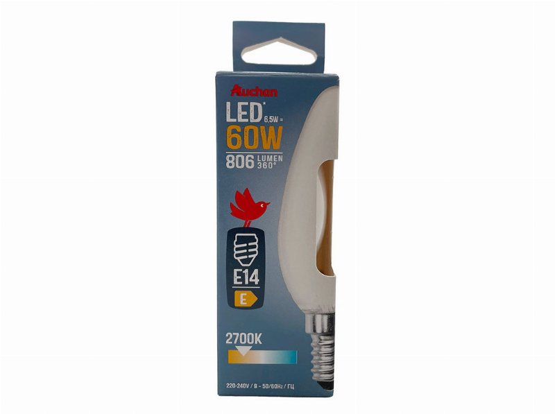 Lâmpada Led Vela Auchan E14 60W Luz Amarela
