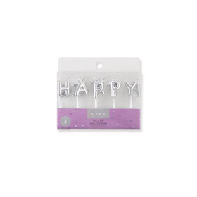 Conjunto Velas Happy Birthday Prateado Kasa