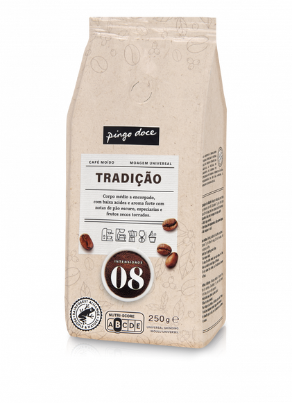 Café Moído Moagem Universal Tradição Pingo Doce 0.25Kg