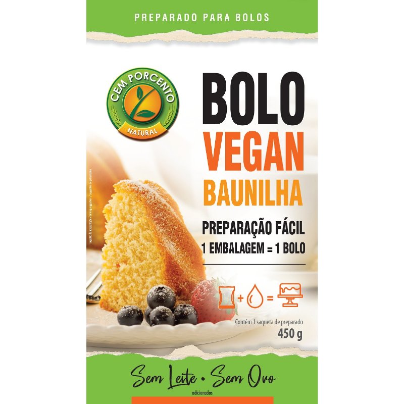 Preparado Para Bolo De Baunilha Vegan Sem Ovo E Sem Leite 450 g