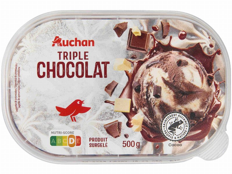Gelado Auchan 3 Chocolates 900 ml
