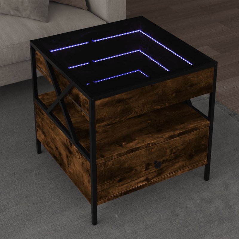 Hkh Mesa De Centro Luzes Led Infinity Carvalho Fumado