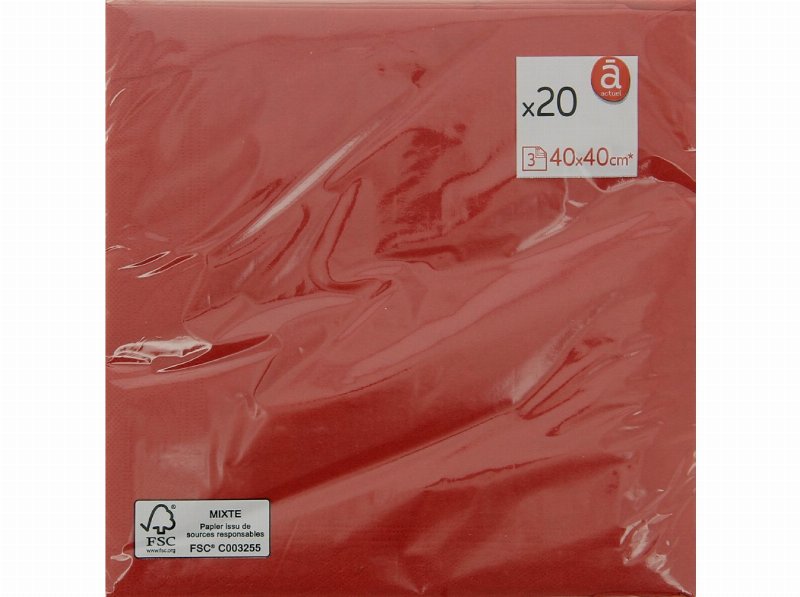 Guardanapo Folha Tripla Actuel Vermelho 40X40Cm Pack 20 Unidades