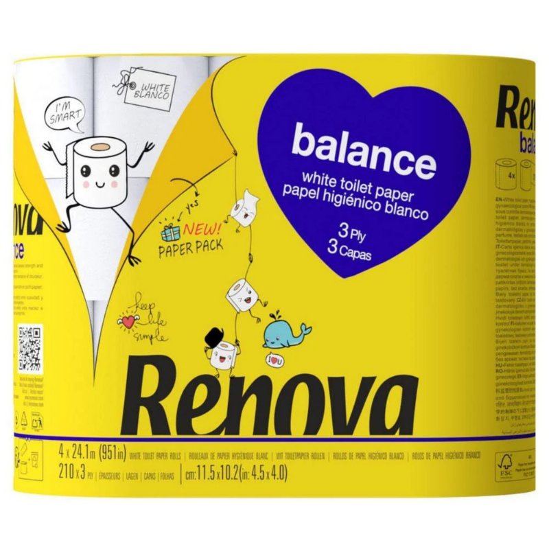 Papel Higiénico Balance Embalado Em Papel Embalagem Renova 4 Unidades