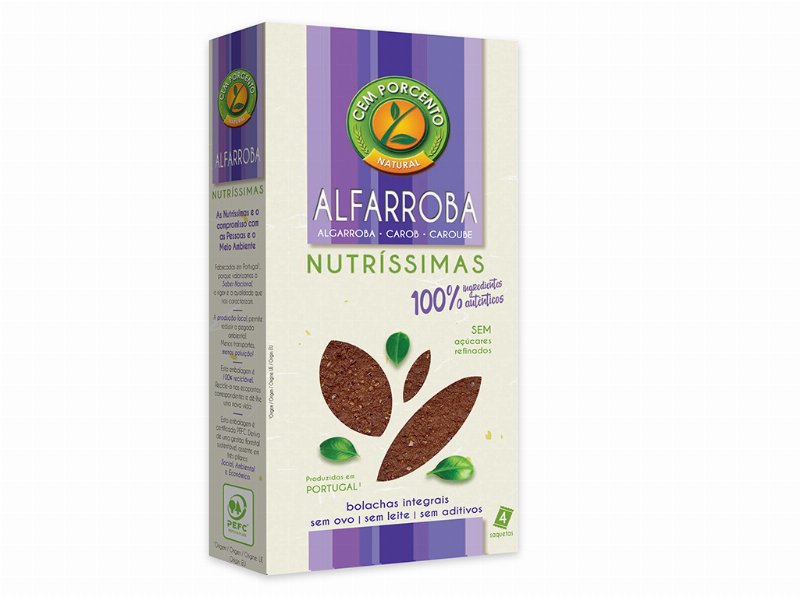 Bolacha Cem Porcento Nutríssimas Integral Alfarroba 180 g