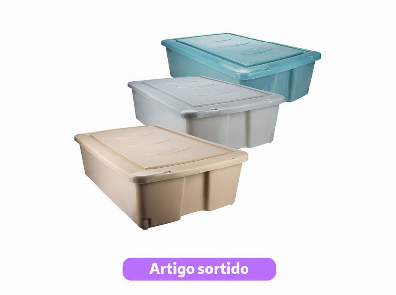 Caixa De Arrumação Com Tampa E Rodas Fapil 30 l 60X40X18Cm Cores Sortidas
