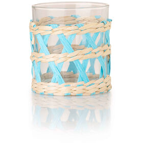 Copo Com Wicker 300 ml Azul Kasa