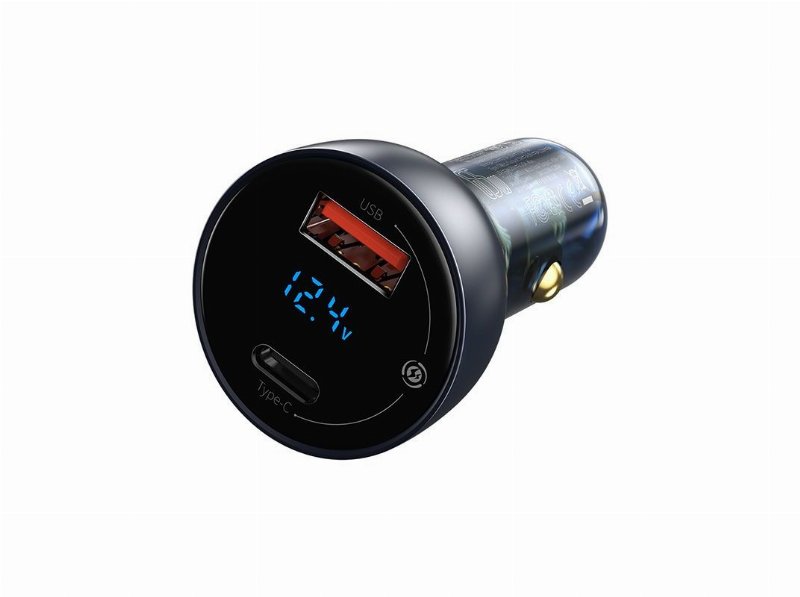 Carregador De Isqueiro Baseus Dual 65W Cinza Escuro