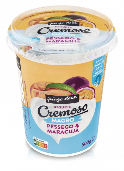 Iogurte Magro Cremoso Pêssego E Maracujá Pingo Doce 0.5Kg