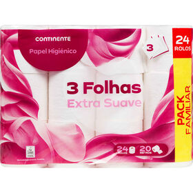 Papel Higiénico 3 Folhas Extra Suave Continente 24 Rolos
