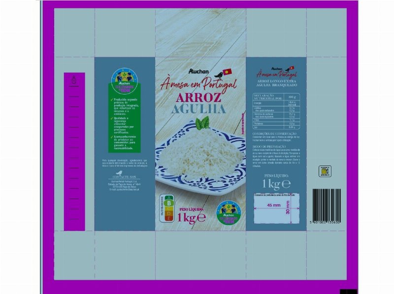 Arroz Agulha Auchan Cob Extra Longo 1 kg