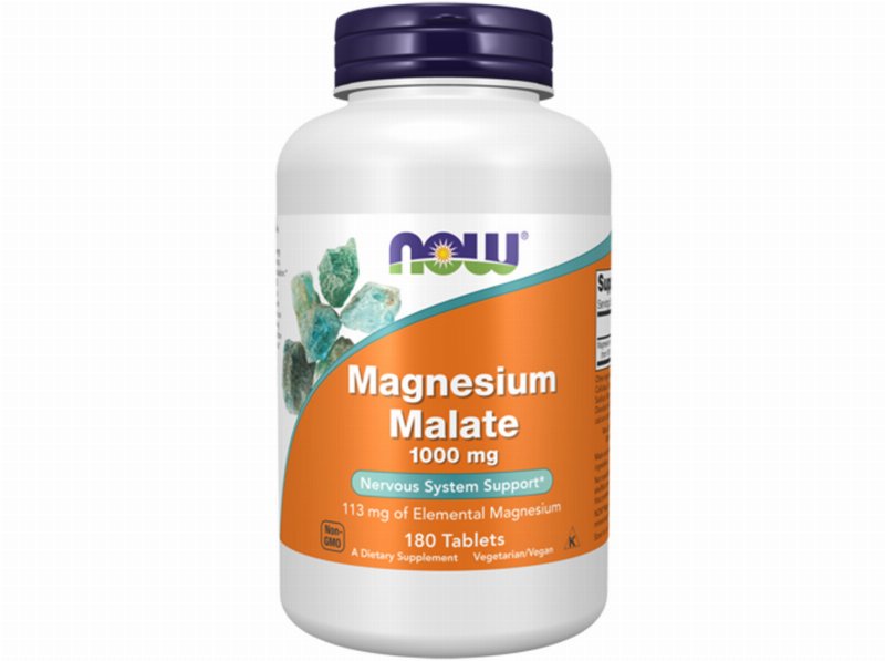 Suplemento Now Foods Malato Magnésio 180Com