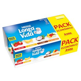 Iogurte Aroma Morango, Banana, Coco E Tutti Frutti Longa Vida 960 gr (8 Un)