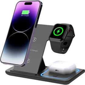 Suporte E Carregador Wireless 3 Em 1 Bazarão 1 Un