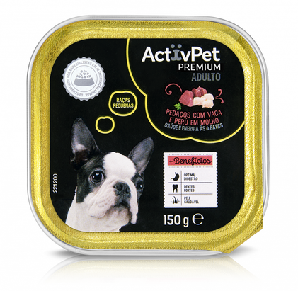Comida Húmida Cão Raças Pequenas Com Vaca E Peru Em Molho Activpet 0.15Kg