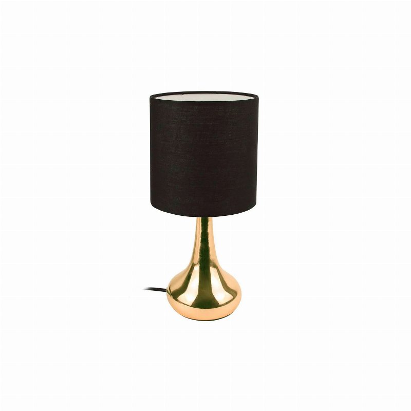 Candeeiro De Mesa Base Dourada Táctil Abat-Jour Preto 15 X 32 Cm