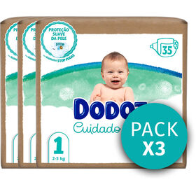 Fraldas Cuidado Total 2-5 kg T1 Dodot 105 Un (3 X 35 Un)
