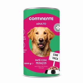 Comida Húmida Para Cão Adulto Pedaços Paté Vaca Continente 1200 g