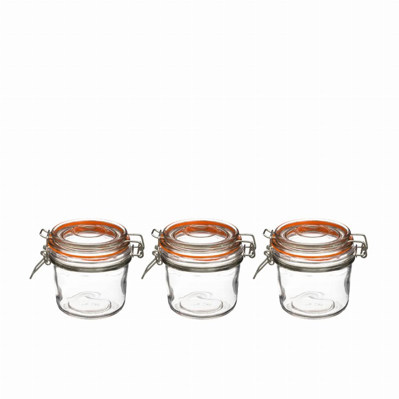 Conjunto Potes Vidro Com Tampa Hermética 3 X 350 ml