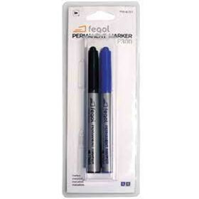 Marcador Permanente De Tinta Preta E Azul Fegol 2 Un