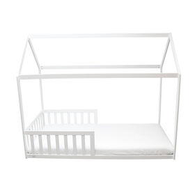 Cama Tenda Madeira Branca Montessori Happy Bear
