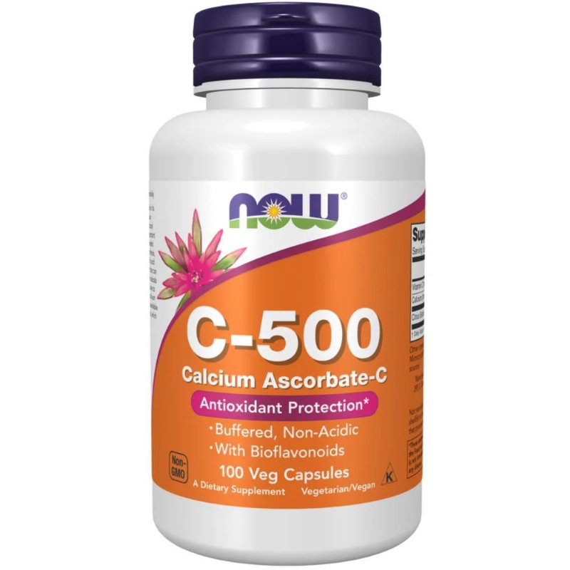 Vitamina C-500 Calcium Ascorbate-C Não-Ácida  Now Foods 100 Cápsulas