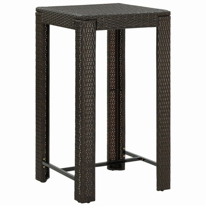 Hkh Mesa De Bar Para Jardim 60,5X60,5X110,5 Cm Vime Pe Castanho - Marrom