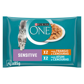 Comida Húmida Para Gato Adulto Sensitive Frango E Atum Purina One 4 X 85 g