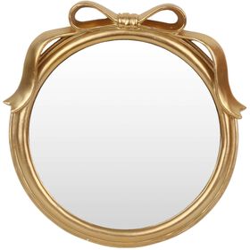 Espelho Redondo 26Cm Com Laço Dourado Kasa