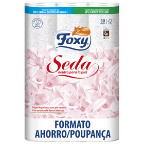 Papel Higiénico 3 Folhas Seda Foxy 30 Rolos