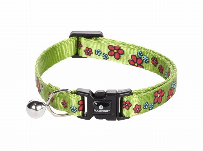 Coleira Para Gato Flamingo Ziggi Flores Verde