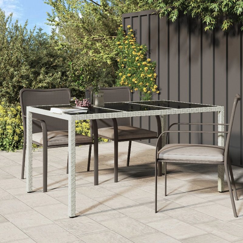 Hkh Mesa De Jantar De Jardim Branca Rattan Sintético - Branco