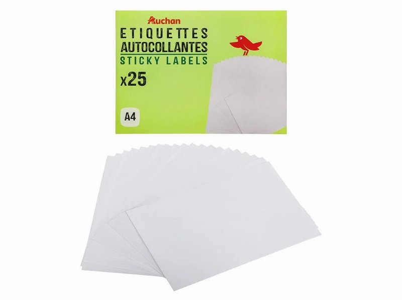 Etiquetas Autocolantes Auchan A4 25 Unidades