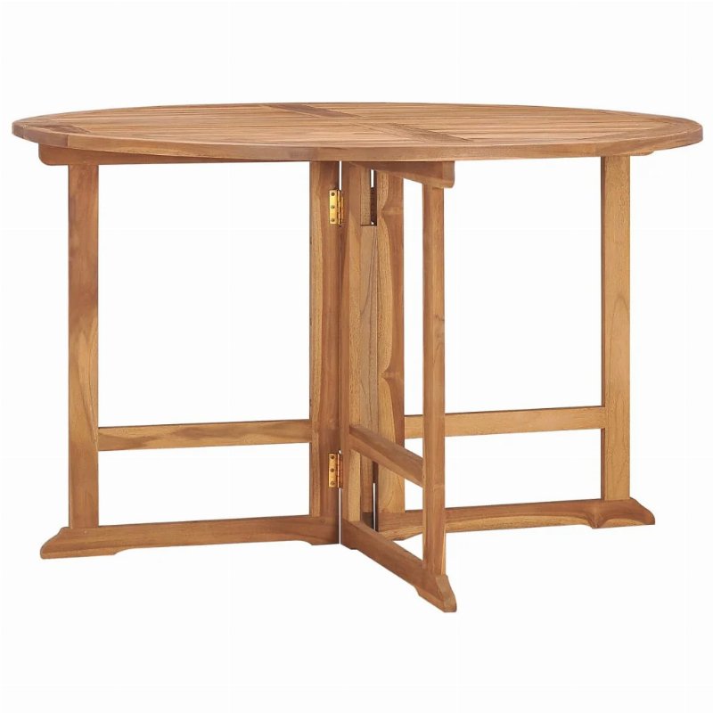 Hkh Mesa De Jantar Para Jardim Dobrável Ã˜110X75 Cm Teca Maciça - Marrom