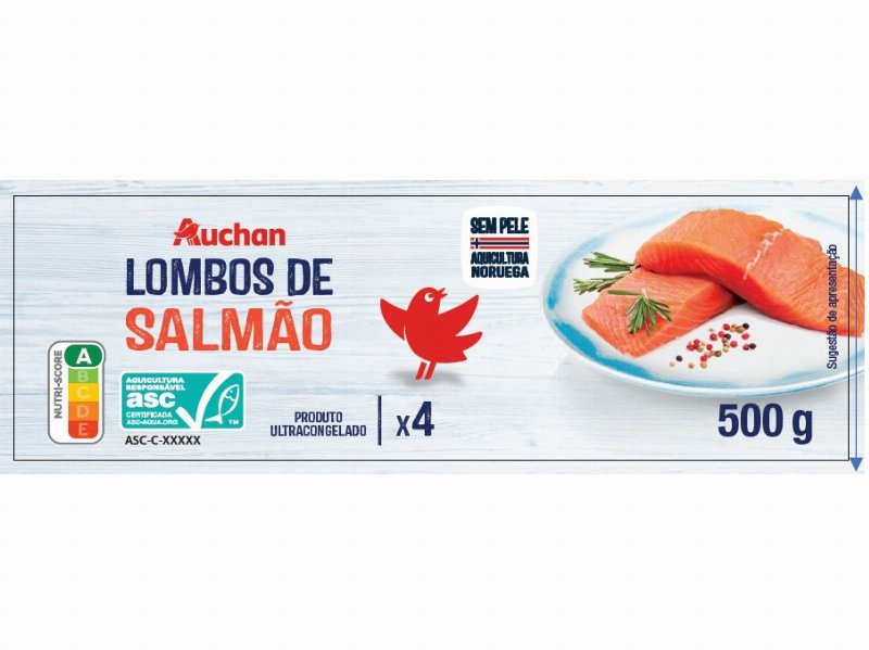 Lombos De Salmão Auchan Noruega Sem Pele Asc 4Un 500 g