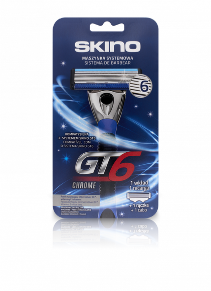 Máquina De Barbear Gt6 Chrome Com Recarga Skino 1Un