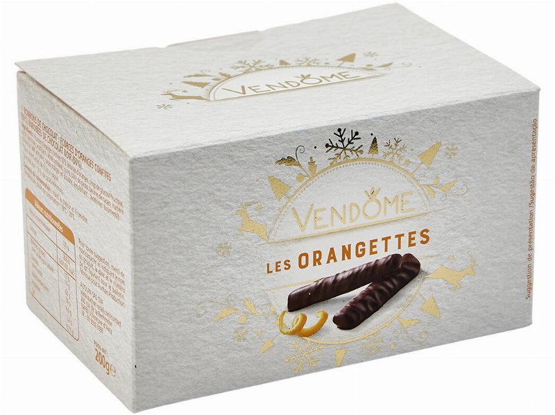 Bombons Chocolate Vendome C/Casca Laranja Cristalizada Coberta Com Chocolate Preto 200 g