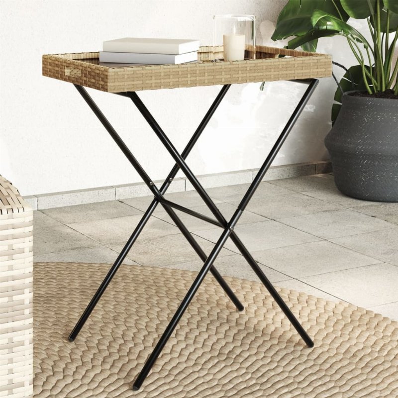 Hkh Mesa Bandeja Dobrável 65X40X75 Cm Vime Pe - Bege