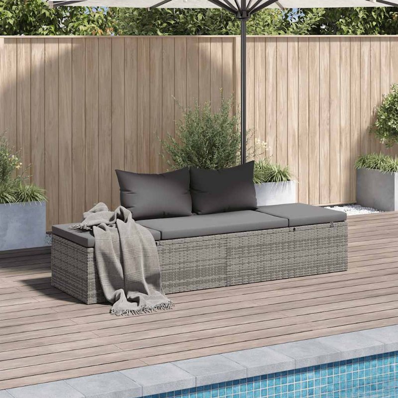 Hkh Espreguiçadeira De Jardim 195X60 Cm Vime Pe Cinzento - Cinzeto