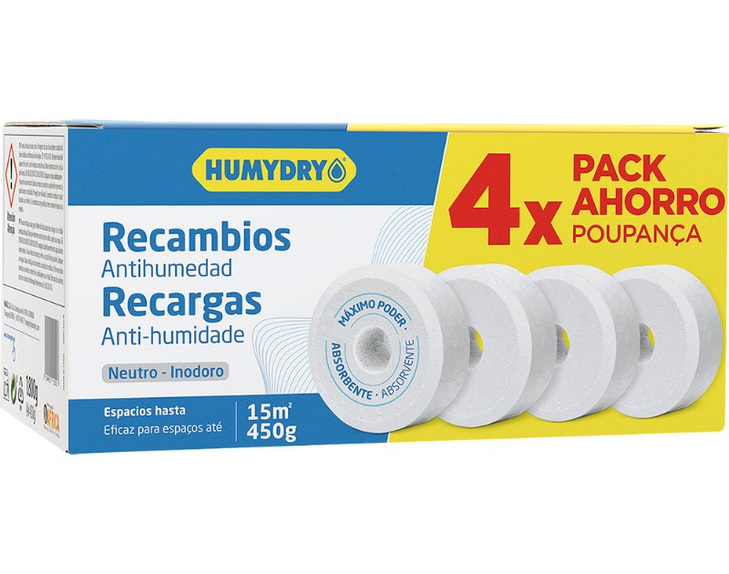 Recargas Anti-Humidade Humydry Tab Inodoro 4X450 g
