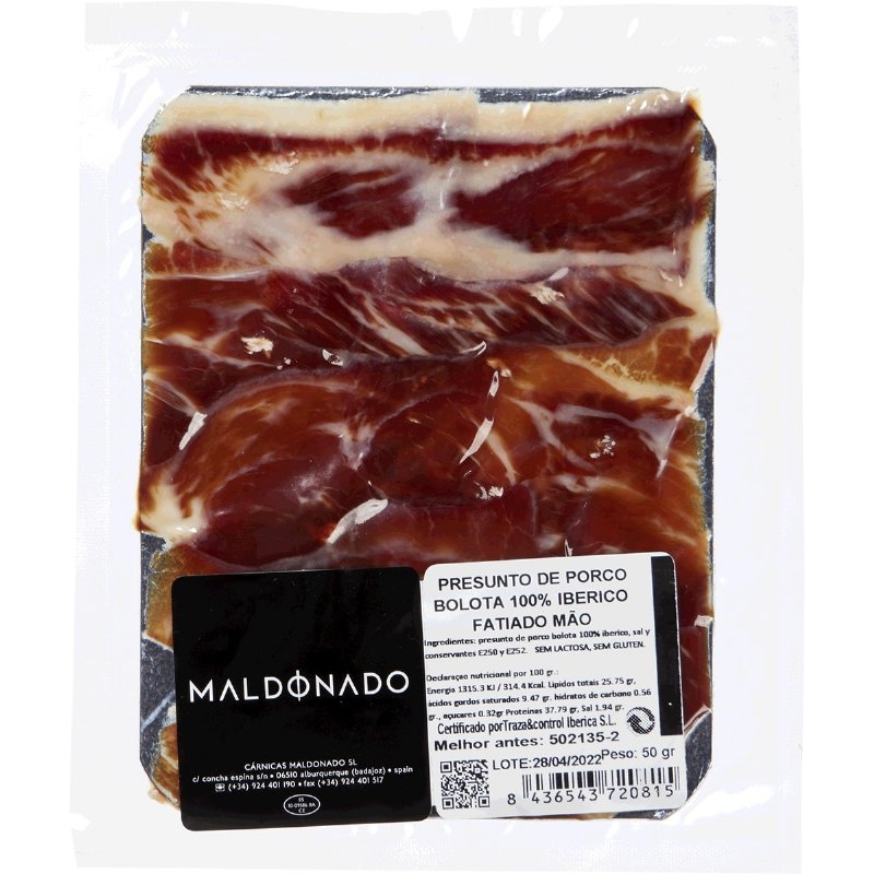 Presunto 100% Ibérico Bolota Fatiado Mão 50 g