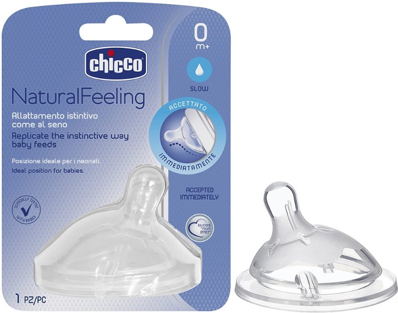 Tetina Chicco Natural Feeling Silicone Fluxo Normal 0M+ 1Un